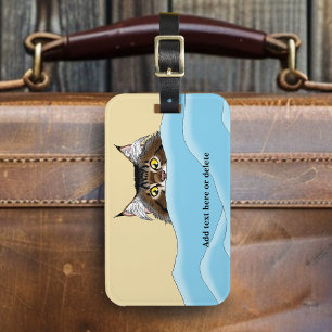 Étiquette À Bagage Tabby Chat Pékin Bleu Drôle