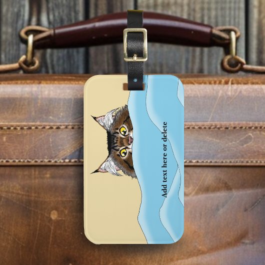Étiquette À Bagage Tabby Chat Pékin Bleu Drôle