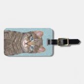 Étiquette À Bagage Tabby Gris Peinture Chat - Cute Original Art Chat (Devant horizontal)