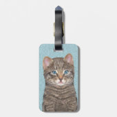 Étiquette À Bagage Tabby Gris Peinture Chat - Cute Original Art Chat (Dos Vertical)