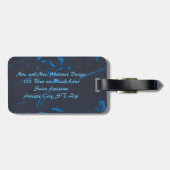 Étiquette À Bagage Tableau Abstrait bleu clair sur les bagages noirs  (Dos horizontal)