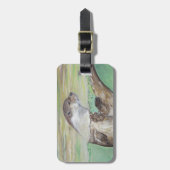 Étiquette À Bagage Tableau de la loutre de rivière joueuse (Devant Vertical)