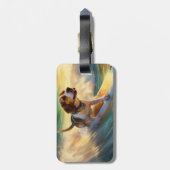 Étiquette À Bagage Tableau de surf de plage beagle (Dos Vertical)