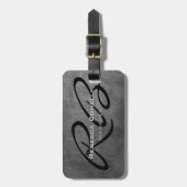 Étiquette À Bagage Tableau noir Monogramme moderne Plaque (Devant Vertical)