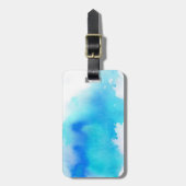 Étiquette À Bagage Tache bleue, peint à la main abstrait d'aquarelle (Devant Vertical)