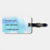 Étiquette À Bagage Tache bleue, peint à la main abstrait d'aquarelle (Dos horizontal)