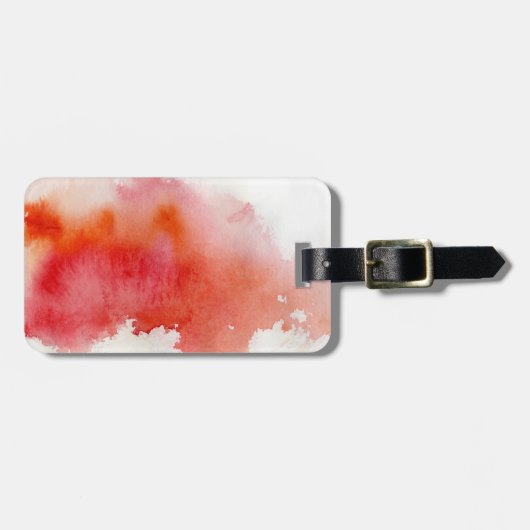 Étiquette À Bagage Tache rouge, peint à la main abstrait d'aquarelle (Devant horizontal)