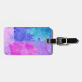 Étiquette À Bagage Taches roses, pourpres, turquoises, et bleues (Devant horizontal)