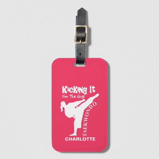 Étiquette À Bagage Taekwondo Martial Arts Cute Girl (Devant Vertical)