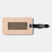 Étiquette À Bagage Taffy rose moderne Taffy rayé Nom personnalisé (Dos horizontal)