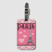 Étiquette À Bagage Tag Cadeau Tour Eiffel Paris (Devant Vertical)