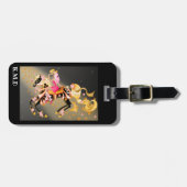 Étiquette À Bagage Tag Cheval Mécanique Steampunk & Lady (Devant horizontal)