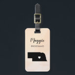Étiquette À Bagage Tag de bagage Carte Nebraska, Soirée de mariage Bi<br><div class="desc">Ces étiquettes de bagage d'état font les étiquettes cadeau de mariage parfait ou les étiquettes de sac de bienvenue. Cravate-le à vos cadeaux de demoiselle d'honneur au lieu d'une étiquette-cadeau typique en papier, et ils peuvent l'utiliser pendant des mois et des années à venir. Les étiquettes ont un arrière -...</div>