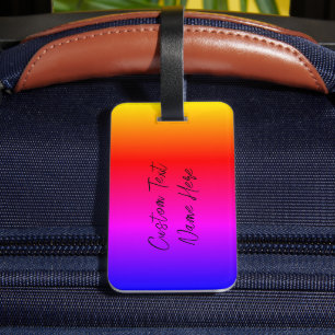 Étiquette À Bagage Tag de bagage couleur arc-en-ciel avec nom de text