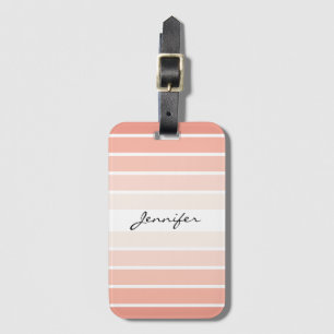 Étiquette À Bagage Tag de bagage Monogram Branché Coral Pastel Stripe