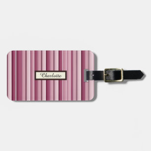 Étiquette À Bagage Tag de bagage personnalisé rayé rose moderne