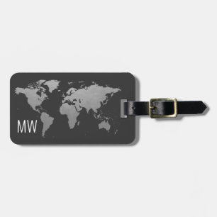 Étiquette À Bagage Tag de bagage professionnel Silver World Map Voyag