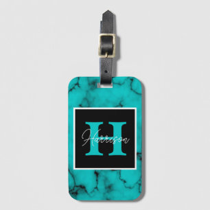 Étiquette À Bagage Tag de bagage sophistiqué en marbre turquoise