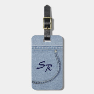 Étiquette À Bagage Tag de jeans avec Monogramme