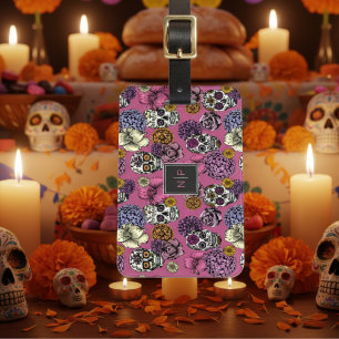 Étiquette À Bagage Tag de lunettes de lunettes couleur Monogramme ros