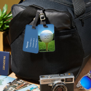 Étiquette À Bagage Tag Sur Le Sac Bleu Tee Golf