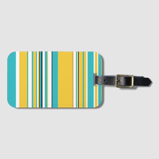 Étiquette À Bagage Tailles complexes - Turquoise et Jaune (Devant Horizontal)