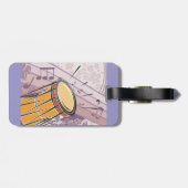 Étiquette À Bagage Tambour traditionnel Bongo avec notes musicales (Dos horizontal)