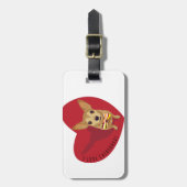 Étiquette À Bagage Tan Chihuahua avec cravate arc dans un coeur rouge (Devant Vertical)