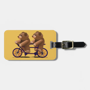 Étiquette À Bagage Tandem de bicyclette, copie d'ours de nounours