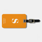 Étiquette À Bagage Tangerine Orange Nom du monogramme Élégant Machine (Devant horizontal)