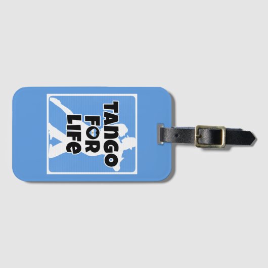 Étiquette À Bagage Tango argentin pour la vie bleu et blanc (Devant Horizontal)