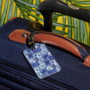 Étiquette À Bagage Tapa Hawaiian Paddlemen en Bleu