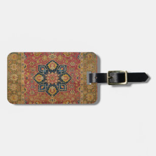 Étiquette À Bagage Tapis persan asiatique Kashan or rouge