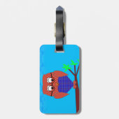 Étiquette À Bagage Tartan et Chouette des Coeurs (Dos Vertical)