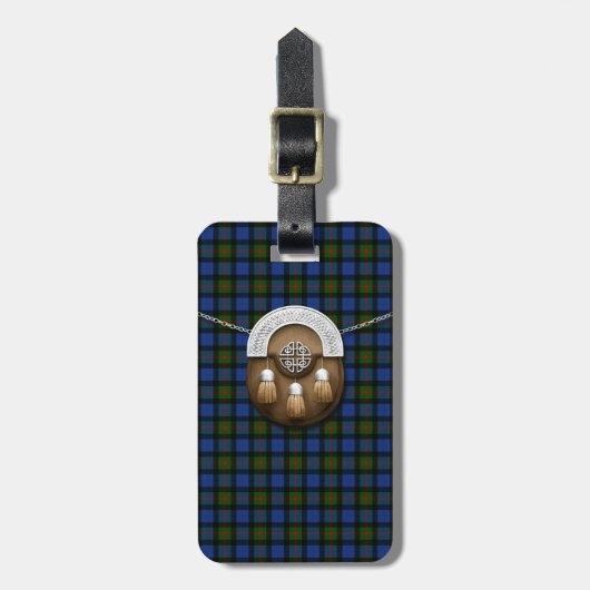 Étiquette À Bagage Tartan et escarcelle de Gunn de clan (Devant Vertical)