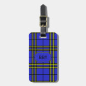 Étiquette À Bagage Tartan jaune bleu (Devant Vertical)