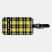 Étiquette À Bagage Tartan noir jaune Plaid personnalisé (Devant horizontal)