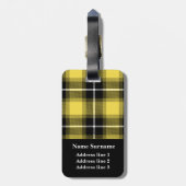 Étiquette À Bagage Tartan noir jaune Plaid personnalisé (Dos Vertical)