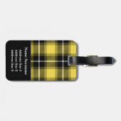 Étiquette À Bagage Tartan noir jaune Plaid personnalisé (Dos horizontal)