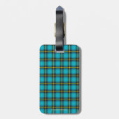 Étiquette À Bagage Tartan Plaid Bleu Noir Jaune Monogramme tendance (Dos Vertical)