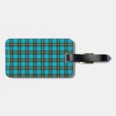 Étiquette À Bagage Tartan Plaid Bleu Noir Jaune Monogramme tendance (Dos horizontal)