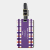 Étiquette À Bagage Tartan pourpre et orange (Devant Vertical)