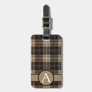 Étiquette À Bagage Tartan rouge noir et tan tressé Personnaliser