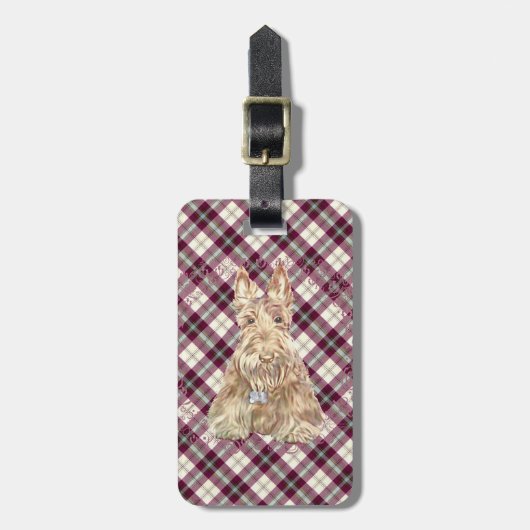 Étiquette À Bagage Tartan Scottie Blé (Devant Vertical)