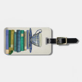 Étiquette À Bagage Tasse de thé et livres 2 (Devant horizontal)