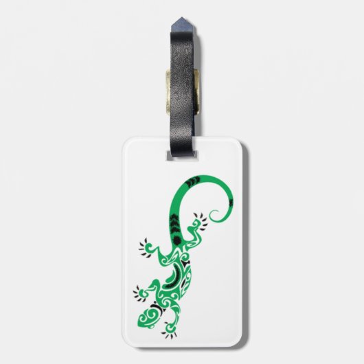 Étiquette À Bagage Tatouage tribal Lizard vert (Dos Vertical)