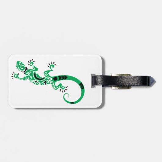 Étiquette À Bagage Tatouage tribal Lizard vert (Dos horizontal)