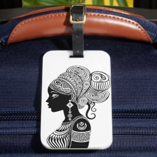 Étiquette À Bagage Tatouage Tribal Portrait de Fille Africaine