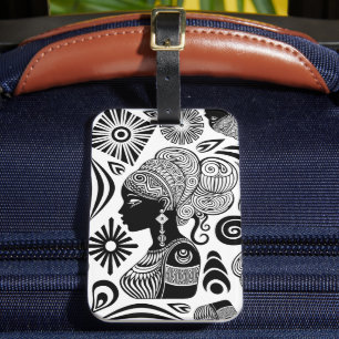 Étiquette À Bagage Tatouage Tribal Portrait de Fille Africaine