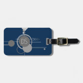 Étiquette À Bagage Tattoos Line Art | Abstrait Marine bleu gris perso (Devant horizontal)